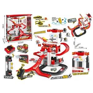 2-in-1 Convertible Dinosaur Park & Car Parking Lot Building Toy Set with Play Vehicles!