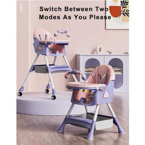 Baby dining chair multi -functional portabe and foldable chair with (can be lying, folded+leather+play+dual+wheel)