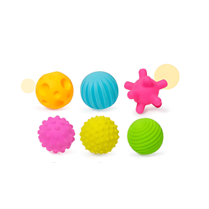 6-Piece Baby Sensory Tactile Toy Set - Soft Rubber Textured Teethers for Infant Development