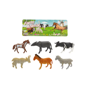 6 Piece Realistic 5 Inch Farm Animal Toy Set - Educational Plastic Figures