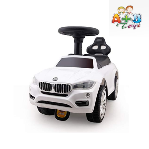 A+B Foot to Floor Ride On Car (White) - Model 7661 | Toddler Ride On Toy Car with Storage & Music