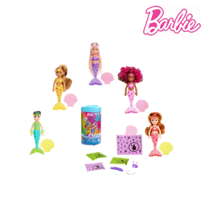 Barbie Chelsea Color Reveal Mermaid Doll Surprise with 6 Accessories (HCC75)