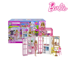  Barbie HCD48 Vacation Home: Fun-Filled Stories Unfold in This Stylish Dollhouse (Doll & Accessories Included)