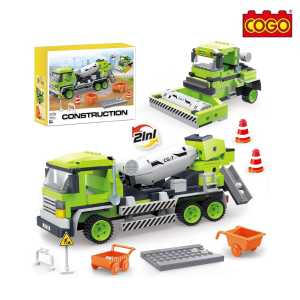 COGO MAN 2-in-1 Construction Truck Building Set - Single Drum Roller or Cement Mixer