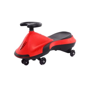 Colorful Kids Swing Car with PU Wheels, Flashing Lights, and Push Bar