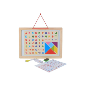 Double-Sided Magnetic Wooden Learning Board with Alphanumeric Puzzle for Kids