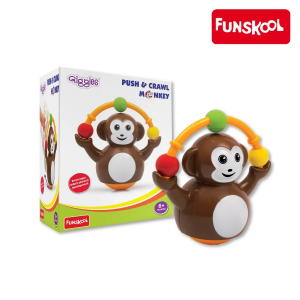 Funskool Giggles Push & Crawl Monkey: Interactive Toy for Encouraging Crawling & Play (Ages 6 Months+)