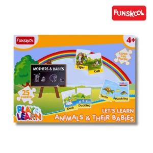 Funskool Let's Learn Animals & Their Babies Puzzle: 25-Piece Floor Puzzle for Matching & Learning Fun!