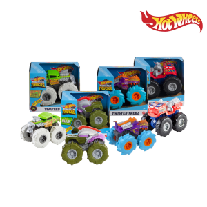 Hot Wheels Monster Trucks GVK37 Twisted Tredz - 1:43 Scale Pull-Back Monster Truck (Creature Design, Gigantic Wheels)
