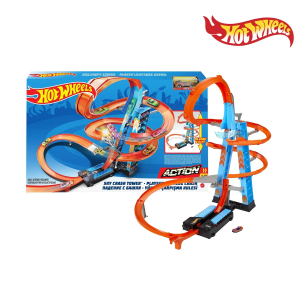 Hot Wheels GWT39 Sky Crash Tower Track Set: Launch, Loop & Crash for Epic Stunts!
