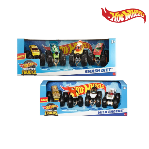Hot Wheels Monster Trucks HLT73 4-Pack Assortment - Collectible 1:64 Scale Monster Trucks (Giant Wheels, Crushing Power, Styles May Vary)