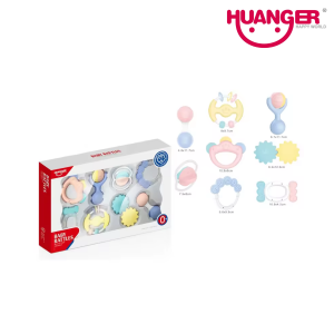 Huanger HE0113: Soothing Sounds & Happy Chews - Rattle & Teether Set (0 Months+)