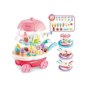 Interactive Light-Up Candy Cart Toy for Kids - Pretend Play Shop