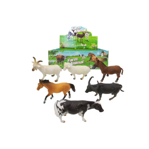 Large 8 Inch Farm Animal Playset - 6 Piece Realistic Plastic Toy Figures