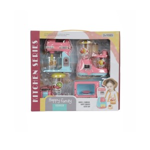 Pink & Blue Kitchen Playset: Blender, Microwave, Mixer for Kids