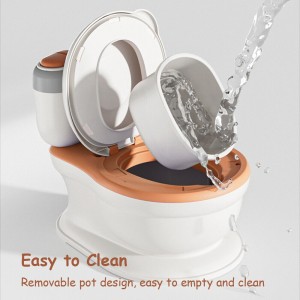 Kids Potty Training Toilet Seat Realistic Potty Training Seat for Toddlers Boys Girls with Soft PU Pad Wipe Storage Music Playing Function (Random color)