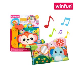 Winfun 230102 Jungle Animals Sensory Book - Interactive Musical Soft Book with Teether