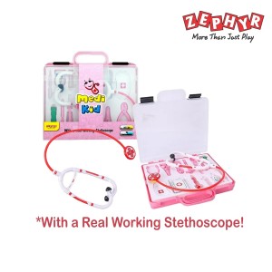Zephyr 04004 Medi Kid - Pink: Portable Doctor Play Set for Kids with Working Stethoscope