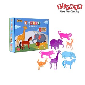 Zephyr 11001 FUNCIL - ANIMALS: Translucent Jelly Stamp & Paint Art Kit for Kids (6 Colors, Stencils, Sponges)